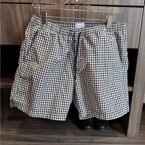 Sunspel Navy and White Gingham swimming Shorts, size M. GUC.